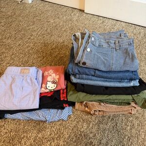 Lot of Bottoms Jeans pants skirts shorts 12 pairs size 12-14 XL